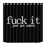 LB Fuck IT Get Naked Shower Curtain Funny Black and White Shower Curtains for Bathroom with Hooks 72x72 inch Waterproof Polyester Fabric