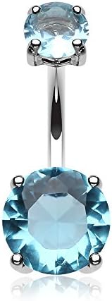 Aqua Brilliant Gem Sparkle Belly Ring (14g 3/8" 10mm (4x7))