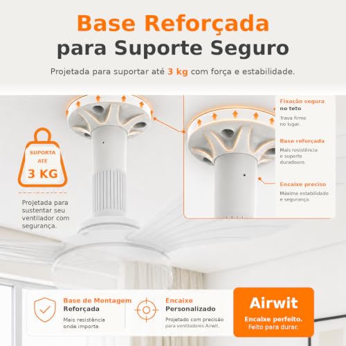 Ventilador de Teto com Luz 36", Instalação Fácil, Fluxo de Ar Potente, Motor DC Reversível, Controle Remoto e Luz Regulável