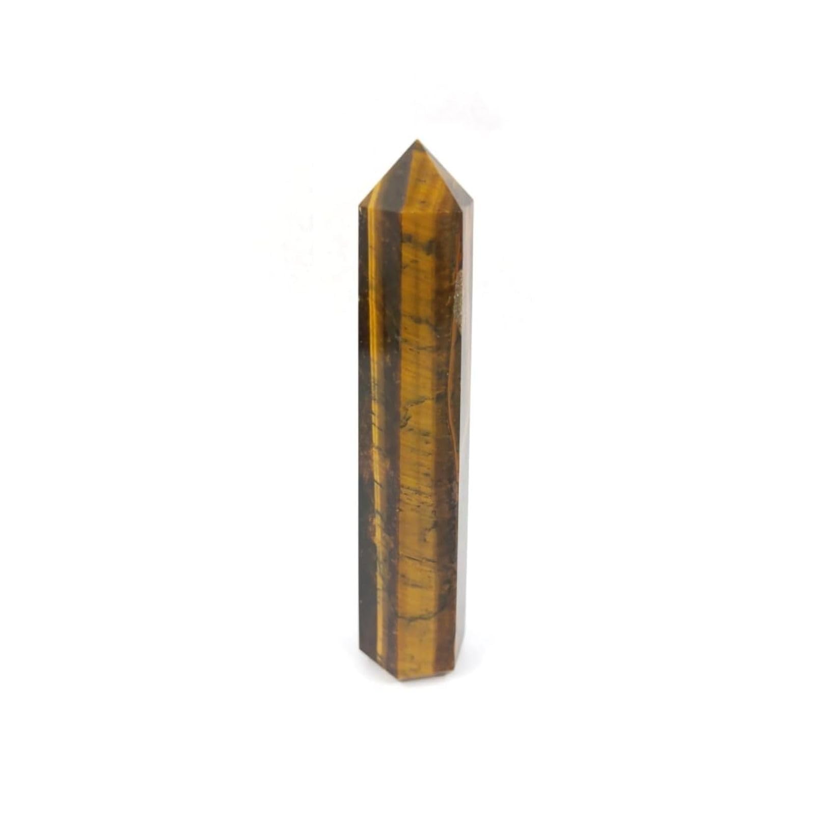 Jet International Genuine Tiger Eye Obelisk Tower Jumbo 8 Facet Aura Rock Crystal Natural Polished Earth Spirit Balance Point Gemstone Spiritual Chakra Balancing Psychic Gift Therapy Massage Healing