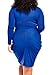 POSESHE Womens Plus Size Deep V Neck Bodycon Wrap Dress with Front Slit Blue XX-Large