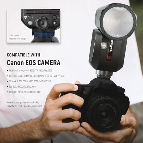 NEEWER Z2-C 2.4G TTL Round Head Flash Speedlite for Canon, 76Ws 1/8000s HSS Speedlight with Upgraded UI, 2 Adjustable Modeling Lamps, TTL/M Quick TCM Switch, 7.2V/3000mAh Battery, 600 Full Power Flash