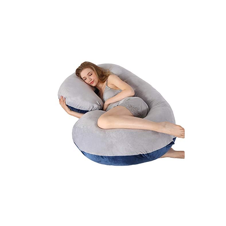 Jcickt Pregnancy Pillow C Shaped Full Body Pillow with Velvet Cover Maternity Pillow for Pregnant Women