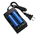 FIXED Star 3000mAh 18650 3.7V Lithium ion Rechargeable Batteries Button Top Blue 2 Packs and Smart Wired 18650 Li-ion Battery Charger