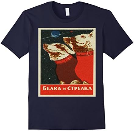 Mens SPACE DOGS - Soviet Program Russian, USSR, Laika Shirt Large Navy