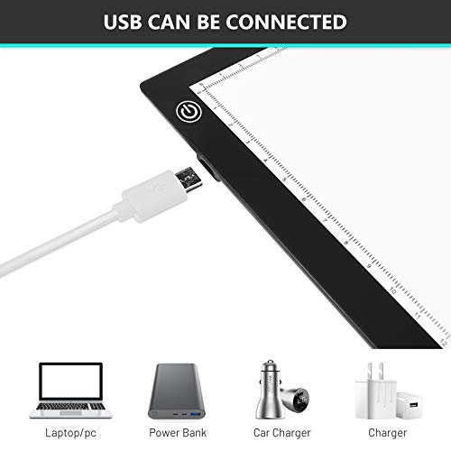 KENTING A3 Drawing Light Board, USB Power Sketch Light Pad with Stepless Adjustable Brightness, Ultra-Thin 0.2inches Copy Board for Diamond Art, Tracing, Tattoo Drawing, Sketching, Animation, Drawing