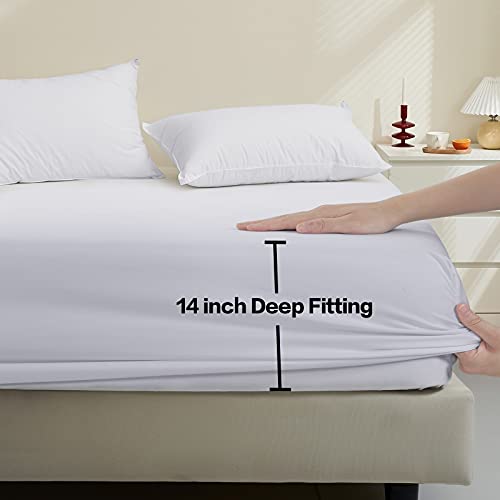 Balichun Bed Sheet Sets Double/Full Size - 6 Piece - 1800 Thread Count Hypoallergenic Brushed Microfiber Bedding Sheets with Deep Pockets -Wrinkle/Fade/Stain Resistant (White, Full)