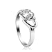 Fashion Plaza Silver Tone Cubic Zirconia Hearts Ring R344