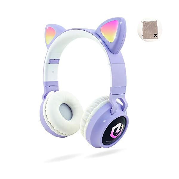PowerLocus-Wireless-Bluetooth-Headphones-for-Kids-Kid-Headphone-Over-Ear-with-LED-Lights-Foldable-Headphones-with-MicrophoneVolume-LimitedWireless-and-Wired-Headphone-for-PhonesTabletsPCLaptops PowerLocus Headphones for Kids, Wireless Bluetooth Headphones Over-Ear with Cat Ears LED Lights, Foldable with…