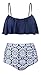 Angerella Swimsuits For Women Ruffled Top Swimwear High Waisted Bikini,US 10-12=Tag Size 2XL,Navy