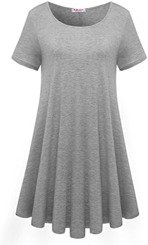 Womens Comfy Swing Tunic Short Sleeve Solid T-Shirt Dress