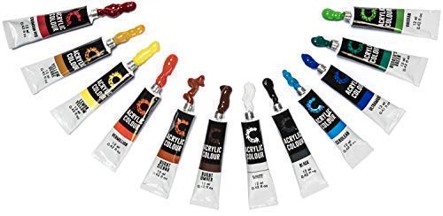 Creative Joy CJAPB01 Acrylic Paint Set & Brushes Vivid Paint Sets Include 6 Brushes-Great for Artists and Hobby Painters from Kids through Adults-Beginner to Expert Acrylic Paint Kits (12 Paints)