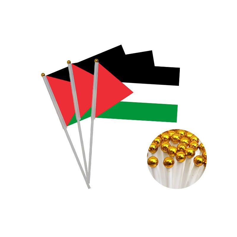 Pandiui23 20 Pieces Palestine Hand Crank Flags for National Holiday, Parties, Parades, Hand Flag, Sports Events, Bars Decoration