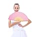 Bememo 12 Pack 8.3 Inch Chinese Paper Foldable Hand Fan for Women, Paper Silk Bamboo Handheld Decorative for Wedding Bridal Shower Festival Dance Decoration Party Favors DIY (Pink)