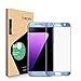 ICHECKEY Samsung Galaxy S7 edge Screen Protector, [Upgraded] 3D Curved Full Coverage Tempered Glass Screen Protector Cover for Samsung Galaxy S7 edge-Blue Coral