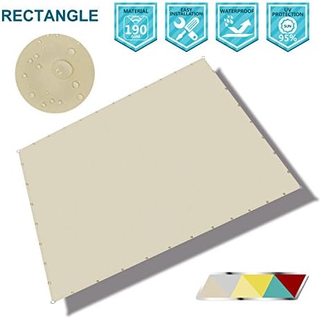 SoLGear Rectangle 17'x23' Straight Edge Waterproof Sun Shade Sail for Pergola Patio Gazebo Pool Awning Canopy Shade Block Direct Sunlight with Grommets- Customized Size Available-Beige