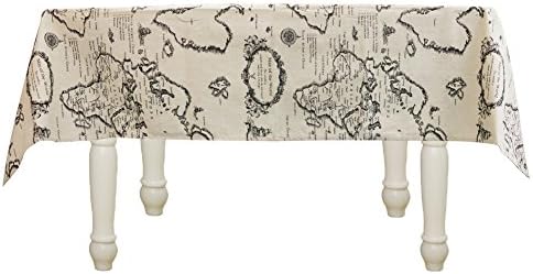 Waterproof Tablecloths Fabric Tablecloths Rectangle World Map Cotton Linen Decorative Tablecloth, 50x70 inch , Shads