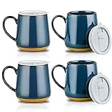 HVH Ceramic Coffee Mug with Lid, 17oz Coffee Mugs