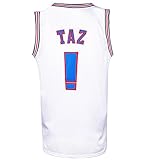 RAAVIN Taz !# Bunny Space Movie Jersey Mens Squad Basketball Jersey S-XXXL (White, Large)