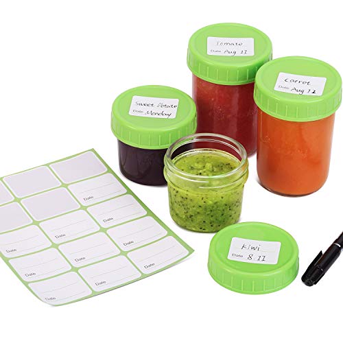 Glass Baby Food Storage Containers - Set Contains 4 Small Reusable 4oz Jars and 4 Large Reusable 8oz Jars with Airtight Lids and Waterproof Label - Thumbnail 3