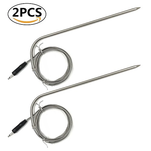 Two Pack Cooking Thermometer 7" Probe Replacement with 40" wire, Waterproof, Stainless steel, Heat-Resistant, Step-Down Probe Tip, For Smoker Oven Kitchen BBQ Grill Thermometer