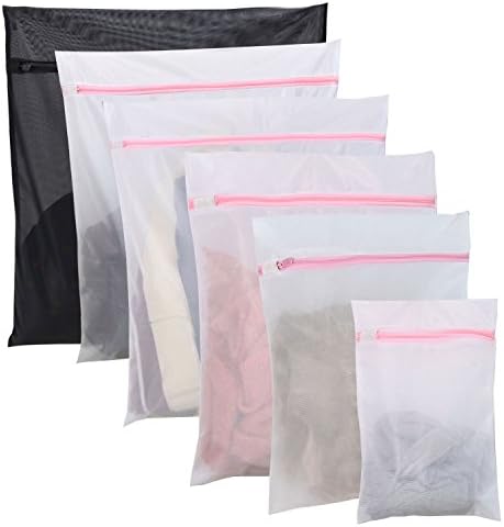 Set of 6 Laundry Bag for Delicates Mesh - 1 Jumbo, 2 Large Delicates Bags, 1 Medium, 1 Small, 1 Mini Small for Bra, Lingerie, Underwear, Stocking and Clothes Washing in Washer Dryer Laundry Wash Bags
