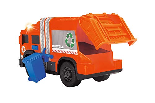 Dickie Toys 203306001 Recycle Truck, Müllauto, Müllabfuhrwagen, Müllfahrzeug, Müllwagen, Spielzeugauto, Abfallbehälter fährt auf und ab, Licht & Sound, inkl. Batterien, 30 cm groß, ab 3 Jahren – Bild 7