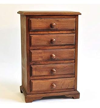 Shilpi Handicrafts Made in Sheesham Wood Console Bed Table 5 Drawer Side Storage Cabinet Standard Size