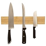 Knife Magnet (14 Inch) - Exclusive Wood Design By Kitchow - Wall Mounted Strip for Kitchen Knives, Utensils and Kitchenware - Clear Finish
