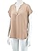 Regna X Love Coated Womens Henley V Neck Sleeveless Curved Hem Chiffon Blouse