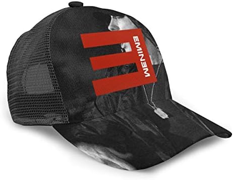 Custom Adjustable Womens Mens Classic Eminem Logo Print Baseball Cap Flatbrim Cap Hats Hip Hop Sun Hat for Women Men