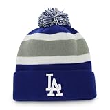 MLB Los Angeles Dodgers '47 Brand Breakaway Cuff Knit Hat with Pom, Royal, One Size