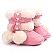 Voberry Baby Toddler Girls Knit Soft Winter Warm Snow Boot Fur Trimmed Pom Pom Boots (0~6M, Watermelon Red)