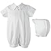 Lauren Madison baby boy Infant Christening Baptism Polished Short Romper , White, 9-12 Months