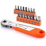 17 Pcs Mini Ratchet Screwdriver with 1/4” Drive, Tacklife ratchet Wrench and Bits, 36-tooth Close Quarter - HRSB1A