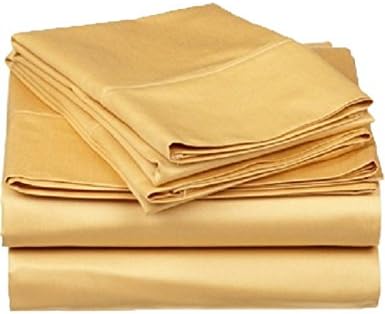 Thread Spin Hotel Collection 800 Thread Count Egyptian Cotton 18" inches Deep Pocket Sateen Queen 4 Piece Sheet Set Gold