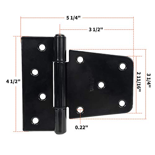 3.5 inch Black Door Shed Hinges Square Barn Hinges Heavy Duty Gate Hinges Wrought Hardware Iron Rustproof for Wood Fences (Not Included Screws) - Image 3
