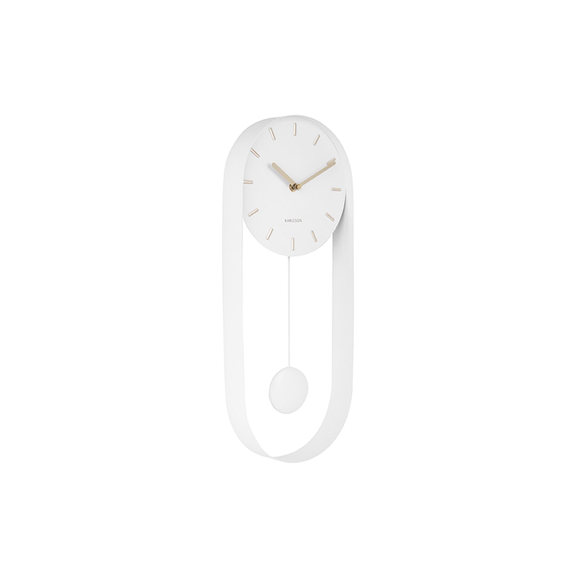 Karlsson Pendulum Charm Wall Clock, White, 50 x 20 x 4.8 cm, Round, Steel, Modern Living Room Wall Clocks