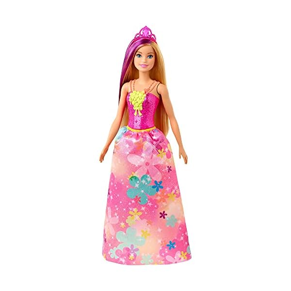 Barbie-GJK13-Dreamtopia-Princess-Doll Barbie Dreamtopia Princess Doll, 12-Inch, Blonde with Purple Hairstreak Wearing Pink Skirt and Tiara, for 3 to 7 Year…