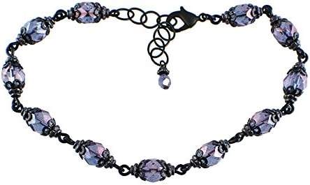 Lustered Purple and Black Metal Gothic Bracelet Adjustable from 6.75 to 8 Inches