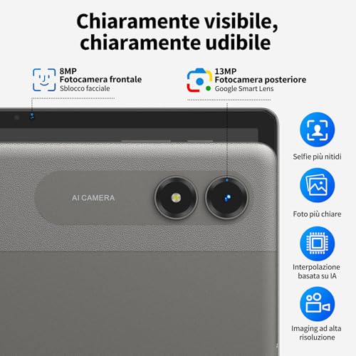 11 Inch Android 16 Tablet on Offer, 90Hz Display, 24GB(6+18) RAM 128GB ROM (2TB TF), Gemini AI Built-in, 8000mAh, 13MP + 8MP, Face ID, WiFi, GPS, IPS Eye Protection, 4 Year Warranty