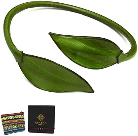 Reatha Design' Real Leather Cuff Bracelet for Women-Leather Wrap Bracelets Jewelry-Handmade Adjustable, Bendable Cuff Bangles-Wrist Comfort Stylish Unique Couture Design Gift Packaged