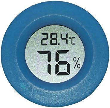 AGEG Round Digital Electronic Thermometer Hygrometer Humidiometer with LCD Display for Family Office Factory Kennel Reptile Tank (Blue)