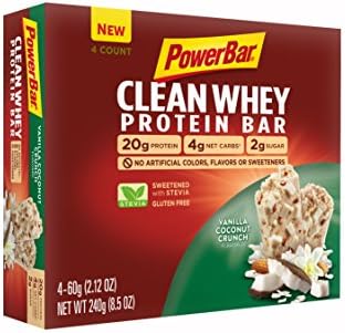 PowerBar Clean Whey Bar, Vanilla Coconut Crunch, 2.12 oz Bar, (4 Count)