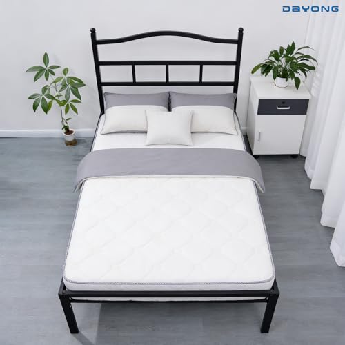 DAYONG Metal Bed Frame, 35.6 cm Tall Platform Bed Frames with Headboard, 600kg Weight Capacity, Single 201.9 x 95.5 cm, Steel Slat Platform, Under Bed Storage, Easy Assembly
