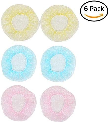 HOMIZE Waterproof Elastic Plastic Printed Hair Cover shower Cap Pack of 6, Dot