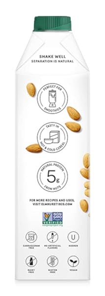 ELMHURST UNSWEETENED ALMOND MILK, 32 FZ