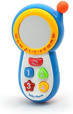 JellyDog Educational Mobile Telephone, Unlimited Music &amp; Lighting Baby Toy Phone, Cell Phone with Small Mirror for Kids Boys Girls