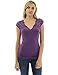 PattyBoutik Women Notch Neck Lace Up Detail Blouse (Purple Small)