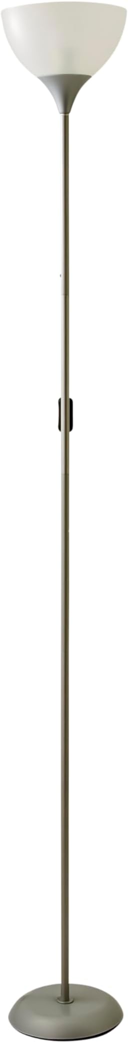 MiniSun Modern Silver Uplighter Floor Lamp with White Shade 180cm